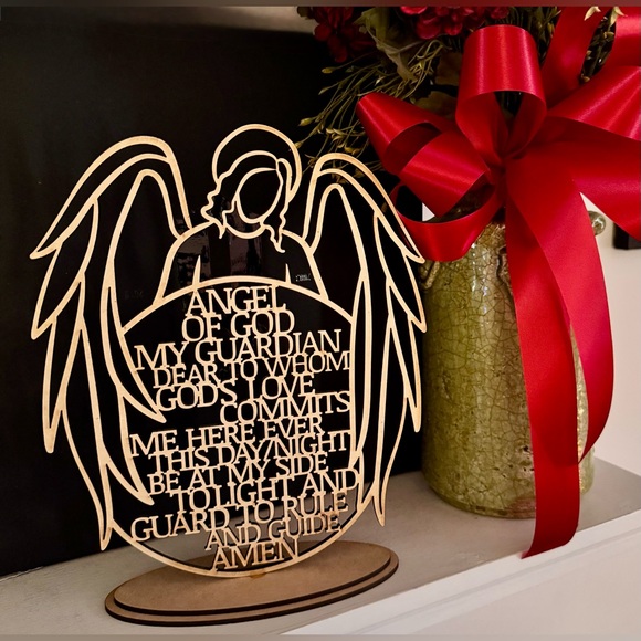 Hand Crafted Other - Handmade by me - Guardian Angel Wood Shelf Sign